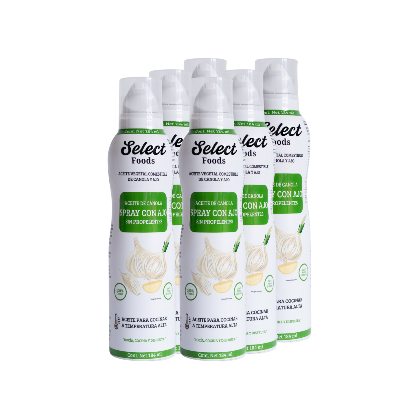 Aceite Comestible Puro de Canola Sabor Ajo en Aerosol 184 ml